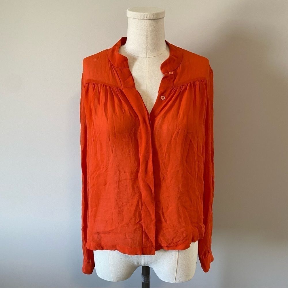 Aritzia Wilfred Silk Button Up Blouse Long Sleeve Size XXS